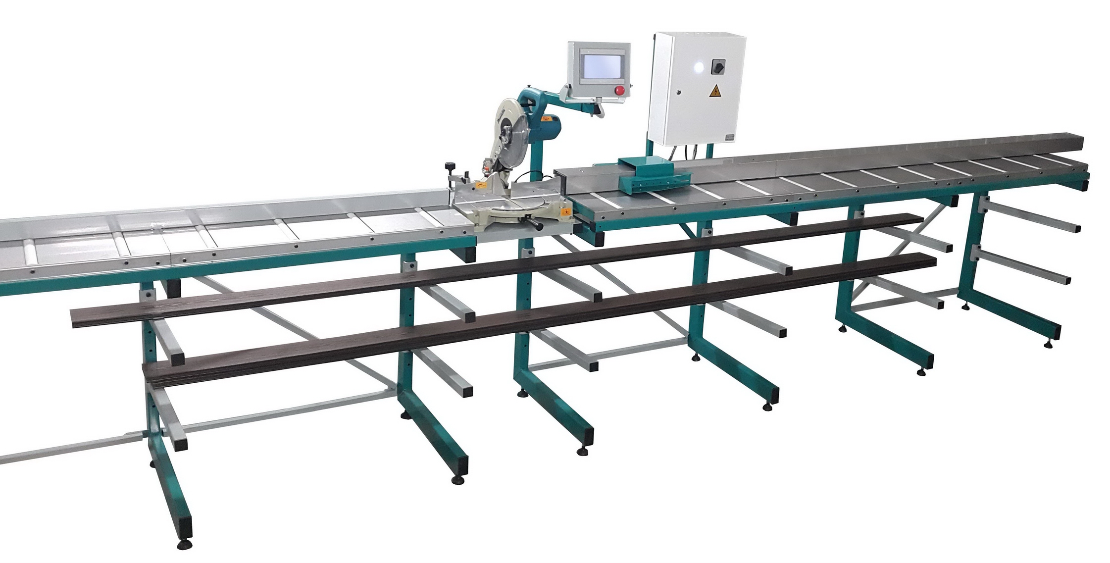 Automatic positioning system with stop for table saw